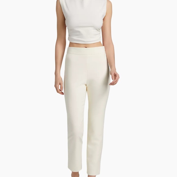 Cream Cropped Ankle Pants with Tailored Fit